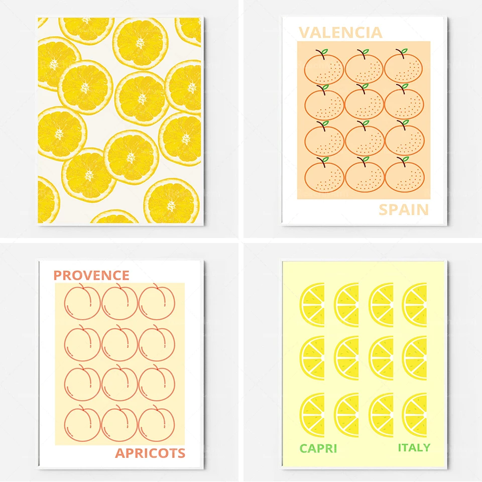 Affiche Abstraite de Citrone, Illustration d'abricot, Art de la Küche, Impression, Affiche de Fruits, Illustration de Citrone, a