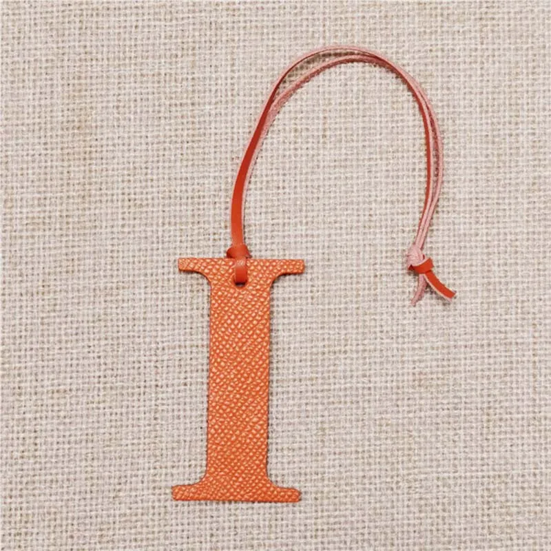 HIGHREAL Custom Made Luxury Genuine Leather Character Letter I Keychain Women Bag Charm Backpack Pendant image 3