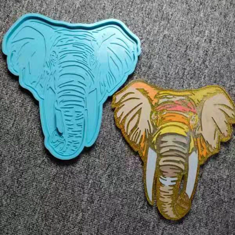 Elephant Head Tray Epoxy Resin Mold Coaster Silicone Mould DIY Crafts Clay Soap Candle Home Decorations Casting Tools