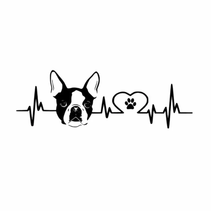 

20CM* 6.7cm Car Sticker Motorcycle Sticker Boston Terrier ECG PVC Waterproof Sunscreen Decorative Car Decal