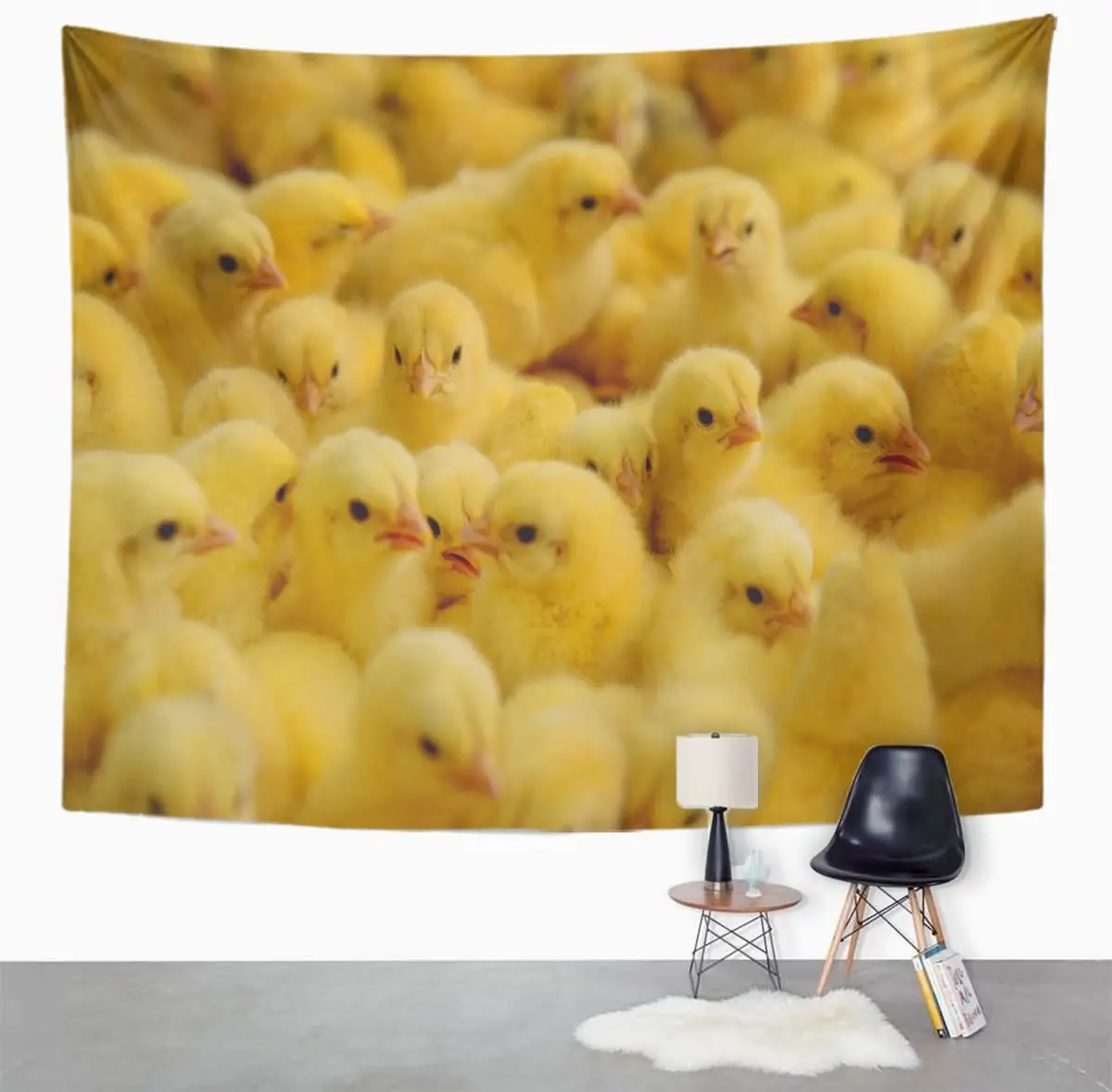 Yellow Baby Lot of Little Chickens in Farm Hatchery Tapestry Home Decor Wall Hanging for Living Room Bedroom Dorm 50x60 inches