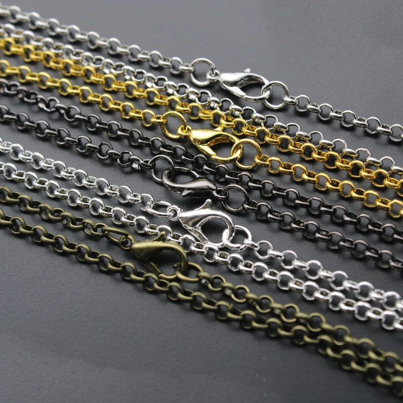 

10pcs/lot width 3.2mm 60cm O Shape Cable Link Chain Necklace for Women DIY Necklace Making Chains with Clasp Jewelry Accessories