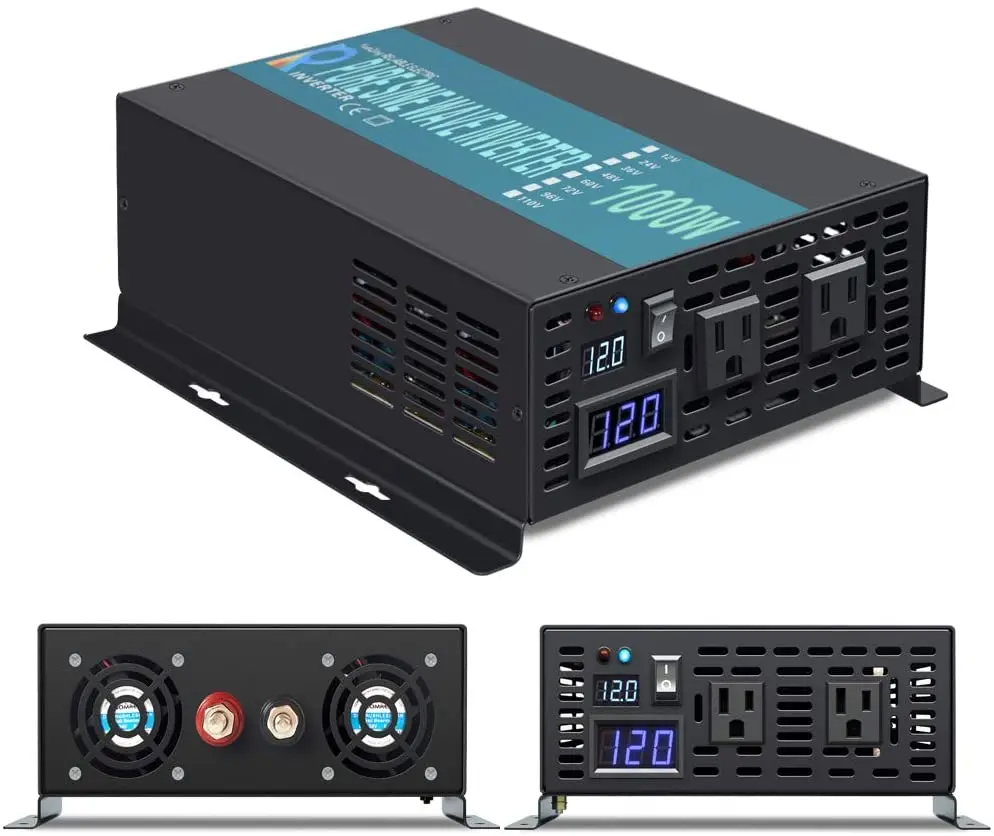 Inversor de Onda Senoidal Pura Potência 24v 220v Fora da Grade Backup Inversor Solar Power Bank Conversor 12v 48v dc para 120v 230v 240v ac 1000w