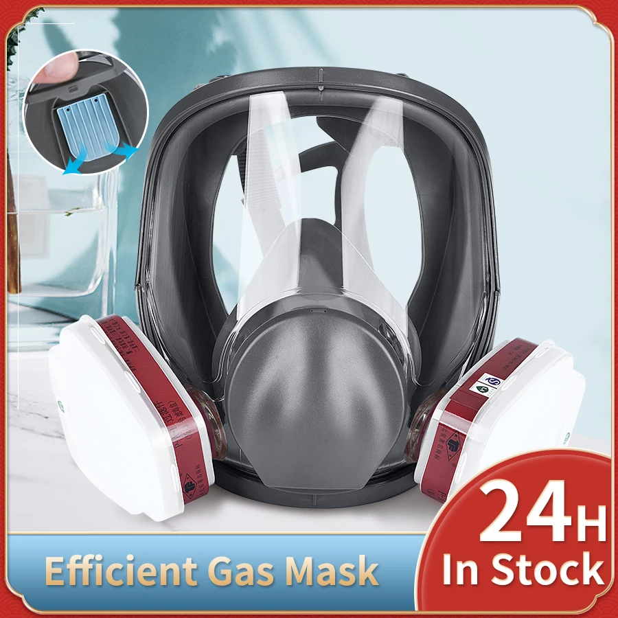 

Anti-Fog 6800 Full Face Gas Mask Organic Acid Ammonia Gas Against Chemical Spray Formaldehyde Respirator Activated Carbon Filter