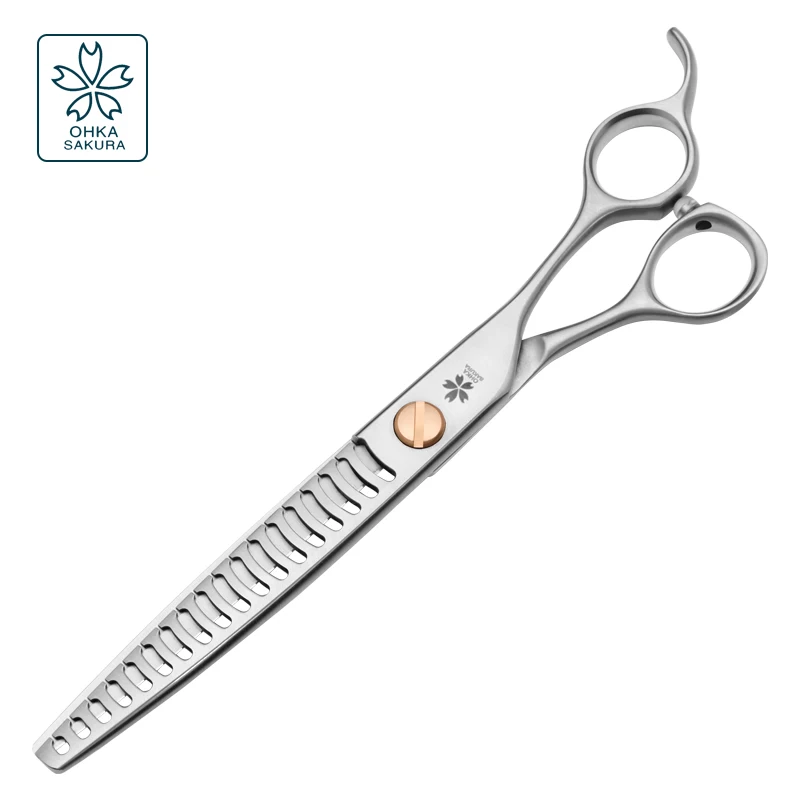 Professional pet grooming open thin fishbone scissors imported vg10 material slotted large screw dog hair trimming artifact