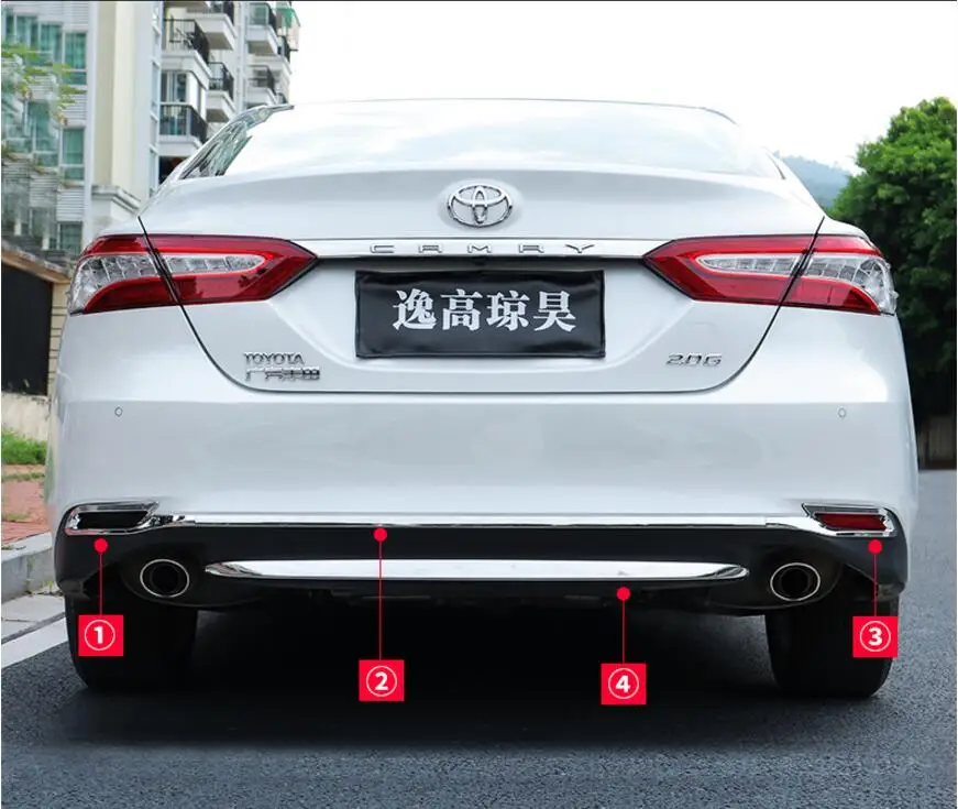 Car stainless steel Rear door tailgate frame Bottom trunk plate trim hoods Fit For Toyota Camry 2018 2019