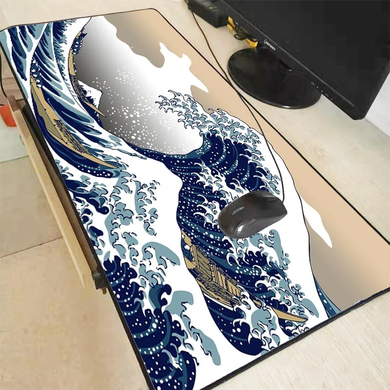 XGZ Great Waves Art Mousepad Large Size Gaming Keyboard Mouse Pad Computer Laptop Pc Game for CSGO DOTA LOL Gamer with Lock Edge