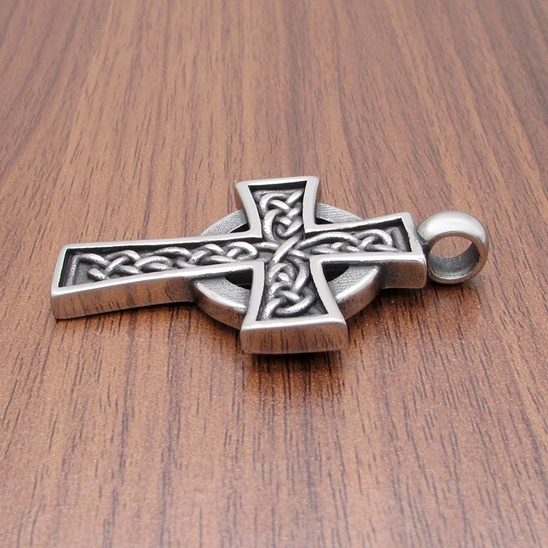 Punk 316L Stainless Steel Viking Valknut Necklace Men\'s Nordic Celtics Knot Cross Odin Pendant For Biker Chain