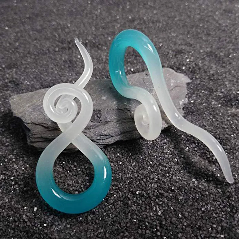 2pcs Pyrex 5-16mm Glass Ear Plugs Tunnel Ear Spiral Taper Cartilage Earring Gauges Expander Stretcher Flesh Piercing Jewelry