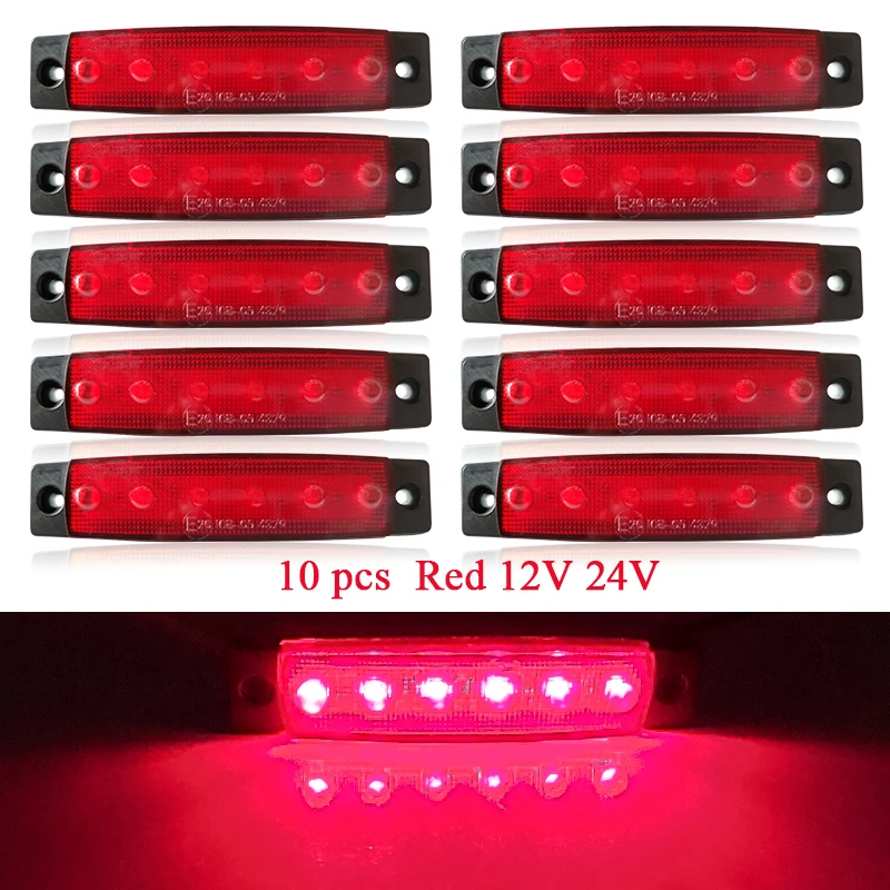 10pcs 12V Marine Waterproof 6 LED Lamp Cabin Deck Courtesy Light Stern Transom Lights Red For Small Boat Sailboat