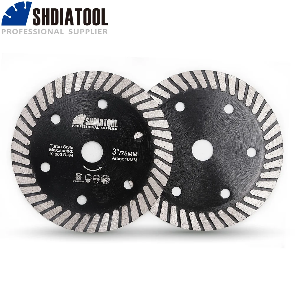 SHDIATOOL-hoja de sierra Turbo de cerámica prensada en caliente, herramienta de corte rápido de 75mm, 3 ", 10 unids/paquete