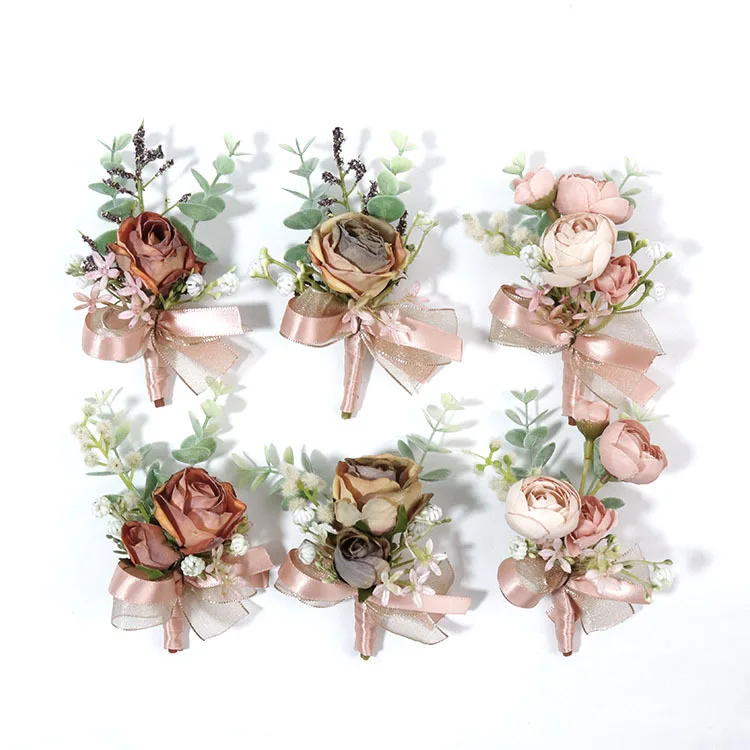 Boutonnières authentiques pour mariage, nouveau Design, accessoires de mariage, Corsage, Champagne, 2021