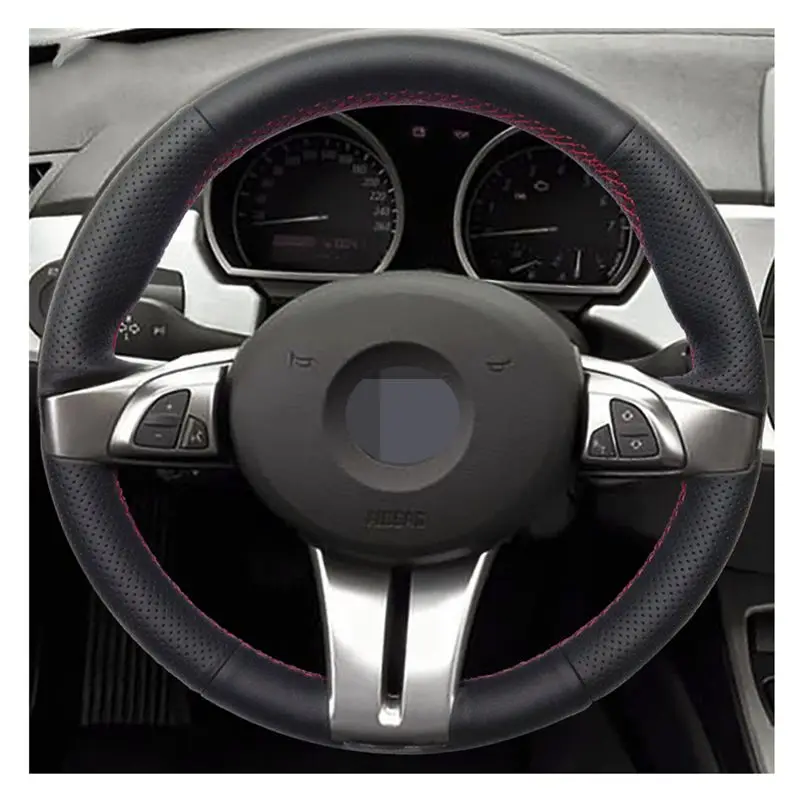 DIY Artificial Leather Steering Wheel Cover Black Hand sewing Car Steering Wheel Covers for BMW Z4 2003-2008