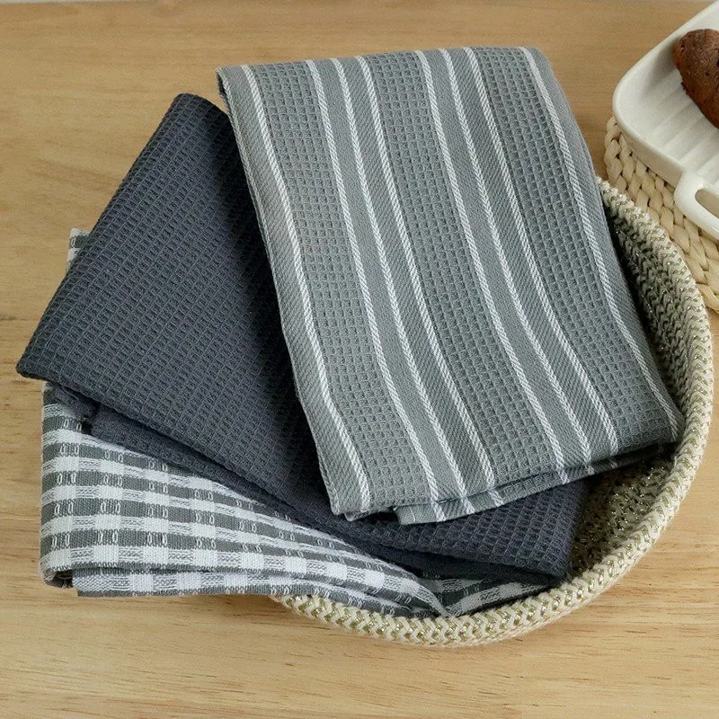 

3Pcs/set 45x60cm Cotton Table Napkins Placemat Kitchen Waffle Pattern Tea Towels Absorbent Dishcloth