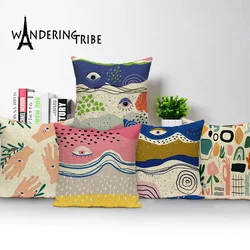 Shabby Abstract Cushions Cover Eye Geometric Patterns Pillow Case Printed Polyester Cushion Cases Girl Sofa Pillows Covers Kiss