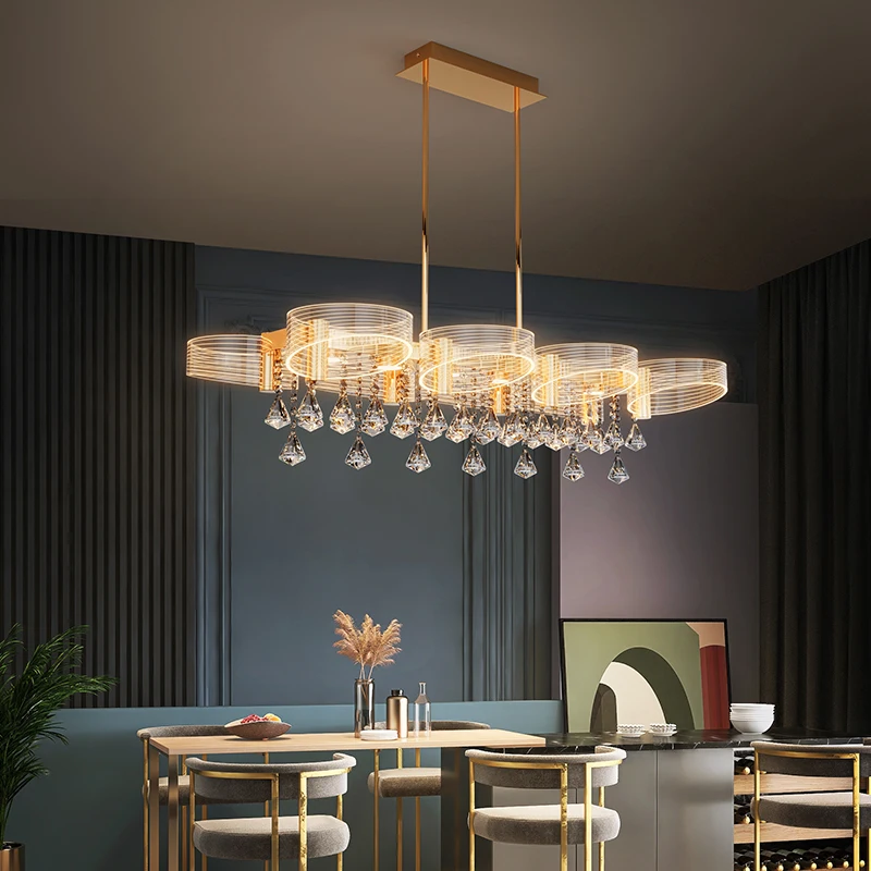 

Gold Hanging Lamps for Ceiling LED Dinning Room Lighting Crystal Chandelier Decoration Accessories Living Room Luxury Home Decor