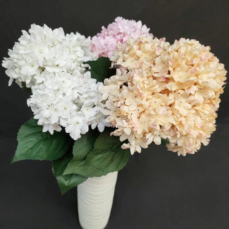 

5 Heads Snowflake Hydrangea Wedding Simulation Flowers Home Decoration Silk Artificial Flowers Bride Holding Flowers