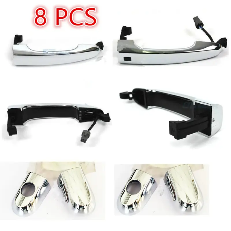 8PCS Genuine Front Exterior Outside Chrome Door Handle LH RH Keyless Entry with Push Button for Kia Sorento  2012 2013 2014