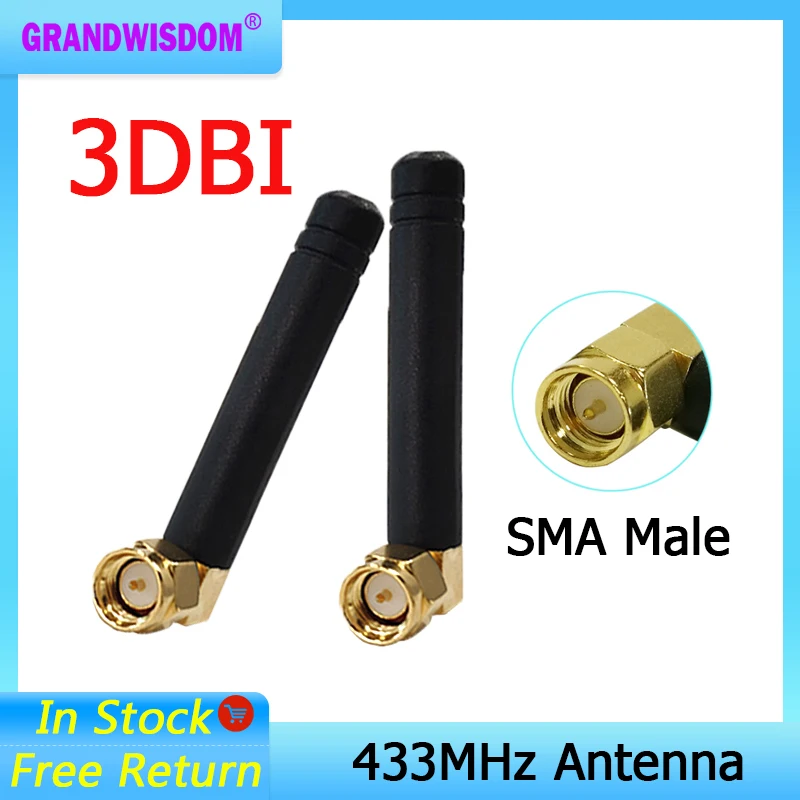 

GRANDWISDOM 5/10/20pcs 433mhz antenna 3dbi sma male lora antene pbx iot module lorawan signal receiver antena high gain