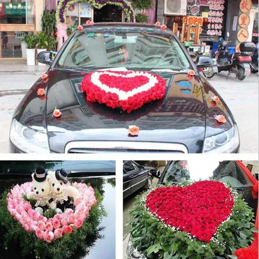 39*41cm Single Heart Artificial Plastic Frame Sucker With Flower Foam Mud For Wedding Party Floral Arrangement Car Decoration