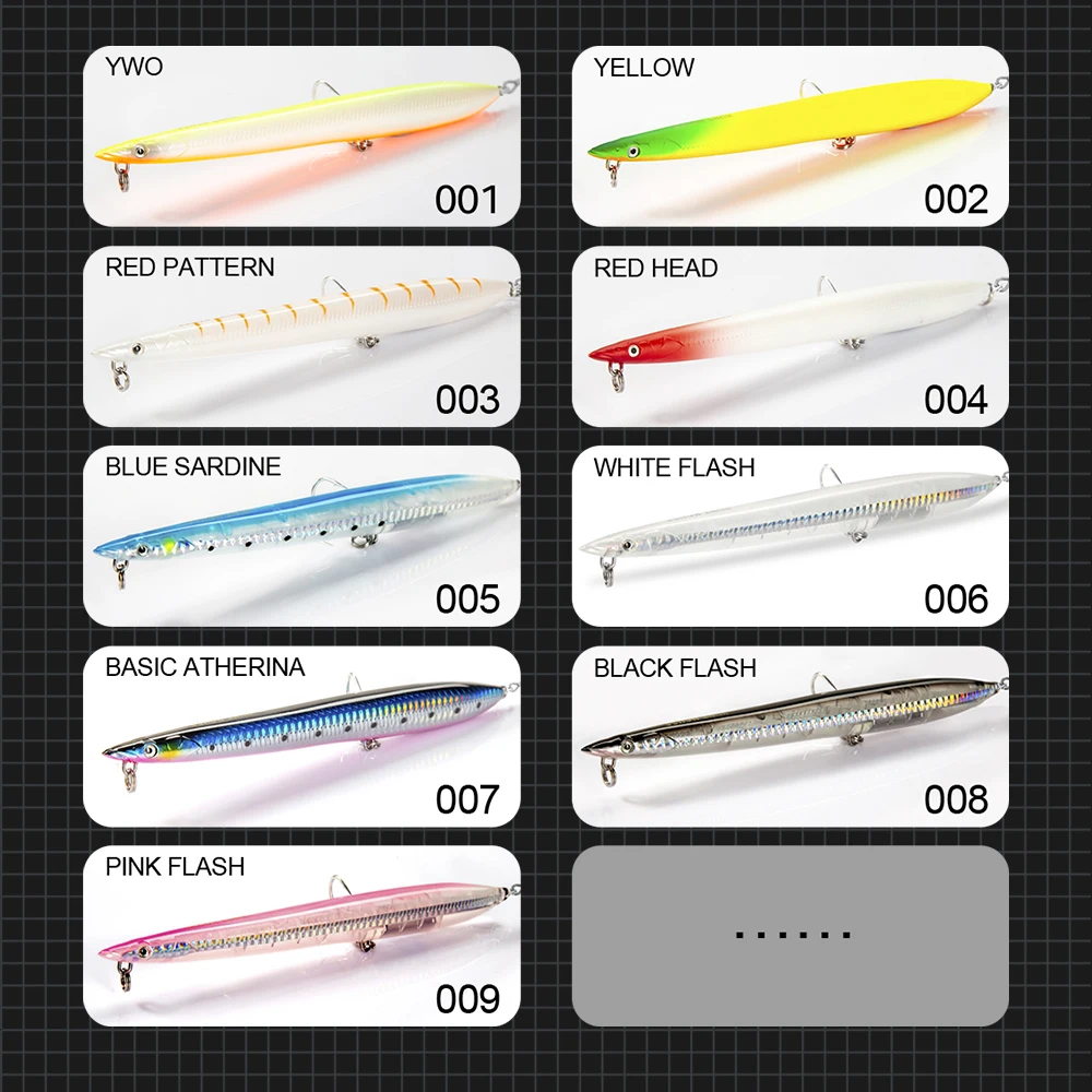 Hunthouse lure pencil lure 180mm 37g sinking sea fishing sandeel lures180mm 27g floating surf walker for sea bass hard fake bait