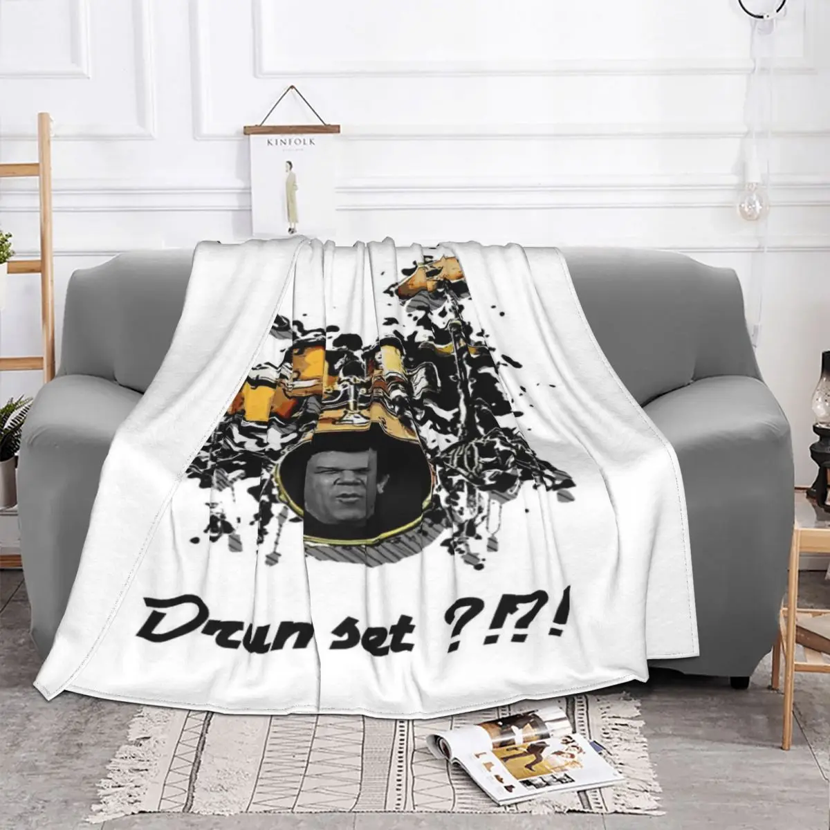 Don You Touch My Drum-Conjunto de Manta, colcha, cama a cuadros, manta con capucha de felpa de Anime, funda para niños