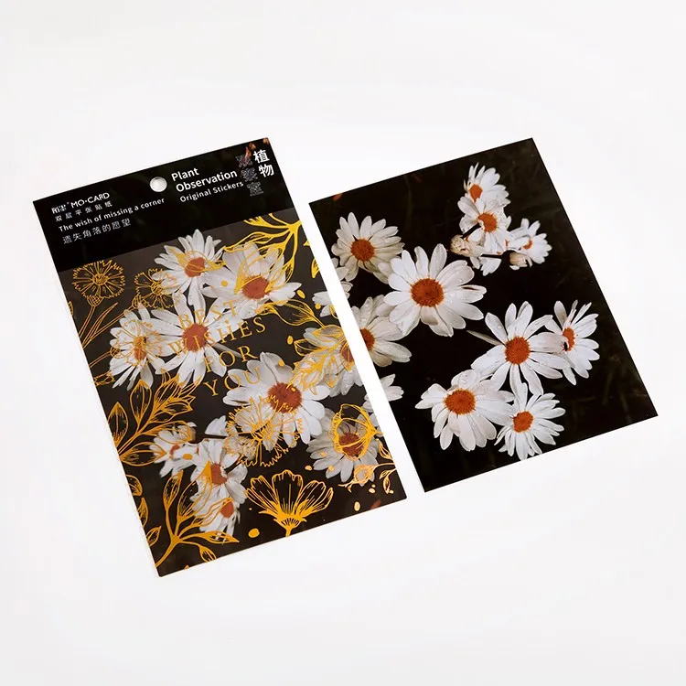 1packs Sticker PVC Bronzing gold Flower daisy Plant Observation Room Series Stationery elegant diy 175*105mm