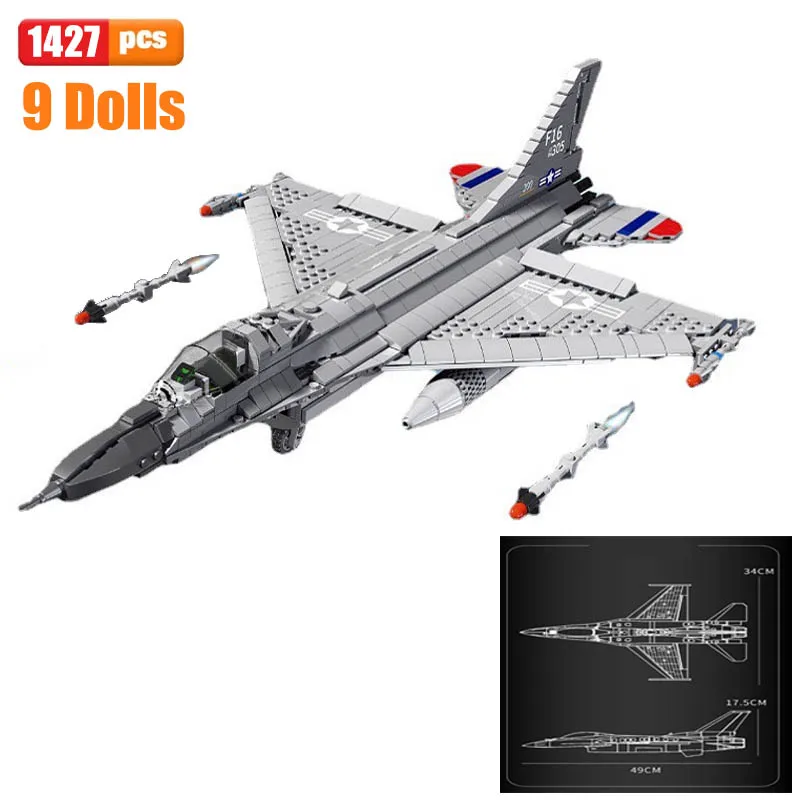 

Military Series F-16 Fighting Falcon Fighter Building Block Bomber Model Fighter plane Brick Toys For Kid Birthday Gift 88013