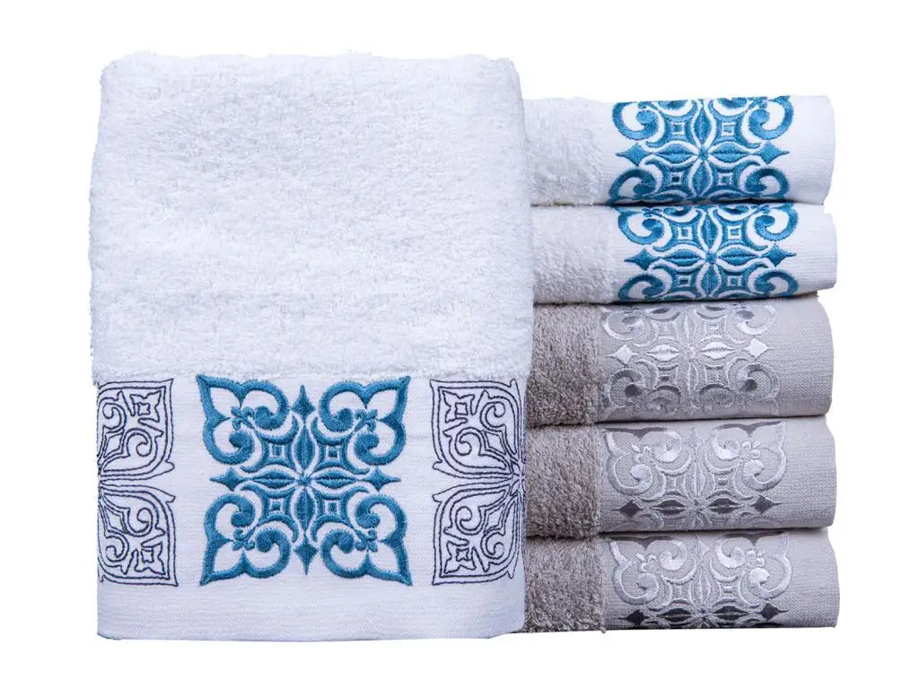 Dowry Wonderland 6 S Meric Hand Face Towel Set White Gray