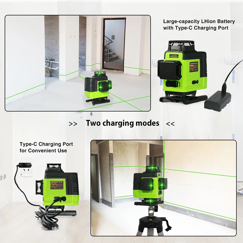 Clubiona IE16R and Tripod German Core Floor and Ceiling Remote Control 4D Green Line Laser Level with 5000mahs Li-Ion Battery