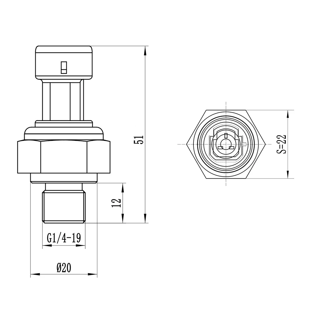 Compressor De Ar Sensor De Pressão, Liga De Aço Carbono, Chapeamento De Proteção Ambiental, G1/4, 1.2Mpa, 174psi, 5-12VDC, 0,3 m Cabo