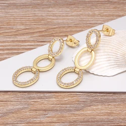 Fashion Exaggerated Rhinestone Long Round Earrings for Women Girl Party Wedding Jewelry Shiny Dangle Statement Pendant Earrings