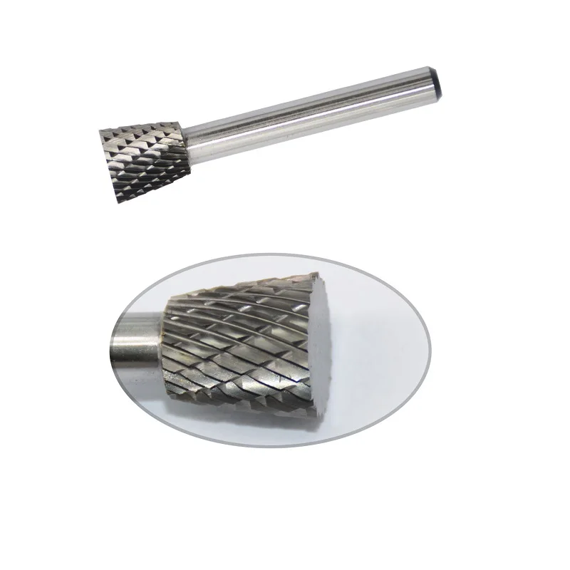 SN-4 Tungsten Carbide Burr Rotary File Inverted Cone Shape Double Cut with 1/4''Shank for Die Grinder Drill Bit