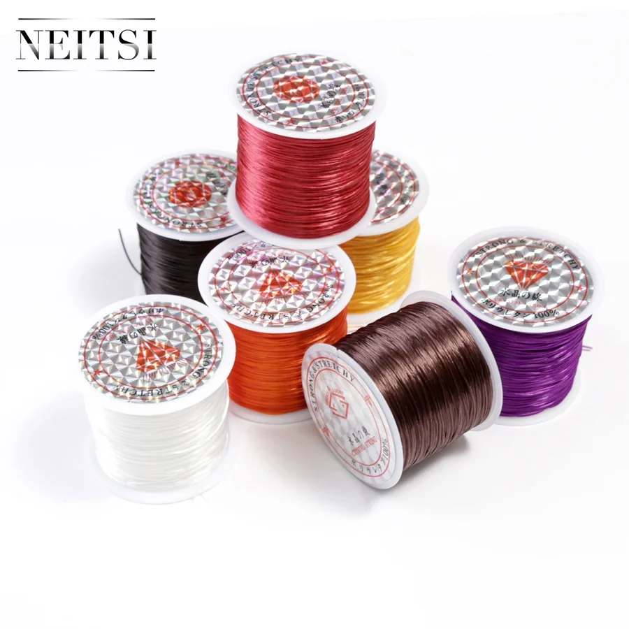 Neitsi – cordon élastique en cristal extensible, 1 rouleau, pour Extension de cheveux, tissage de perruques, couture, 12 couleurs