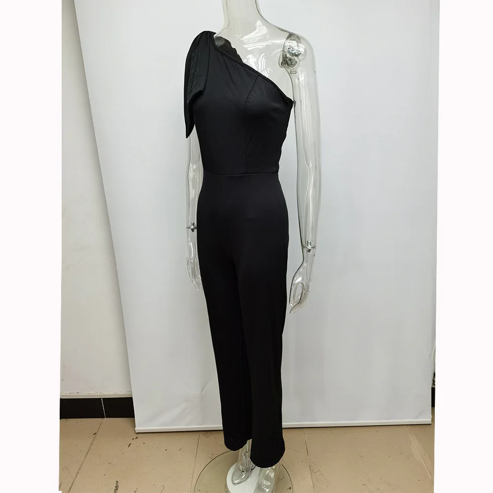 2020 Fashion Women Bodycon Jumpsuits Rompers Black One shoulder Evening Club Playsuit Casual Sexy Women Jogging suits A2965