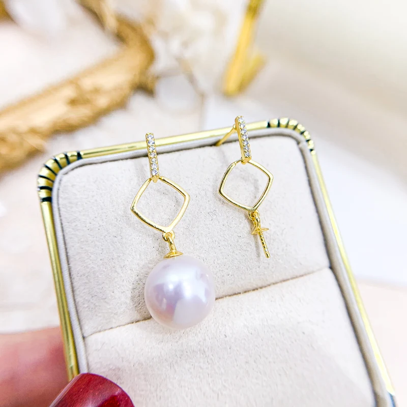 

2021 Design DIY Pearl Dangle Earrings Findings Women Pearl Earrings Jewelry Making For 7-13mm Beads