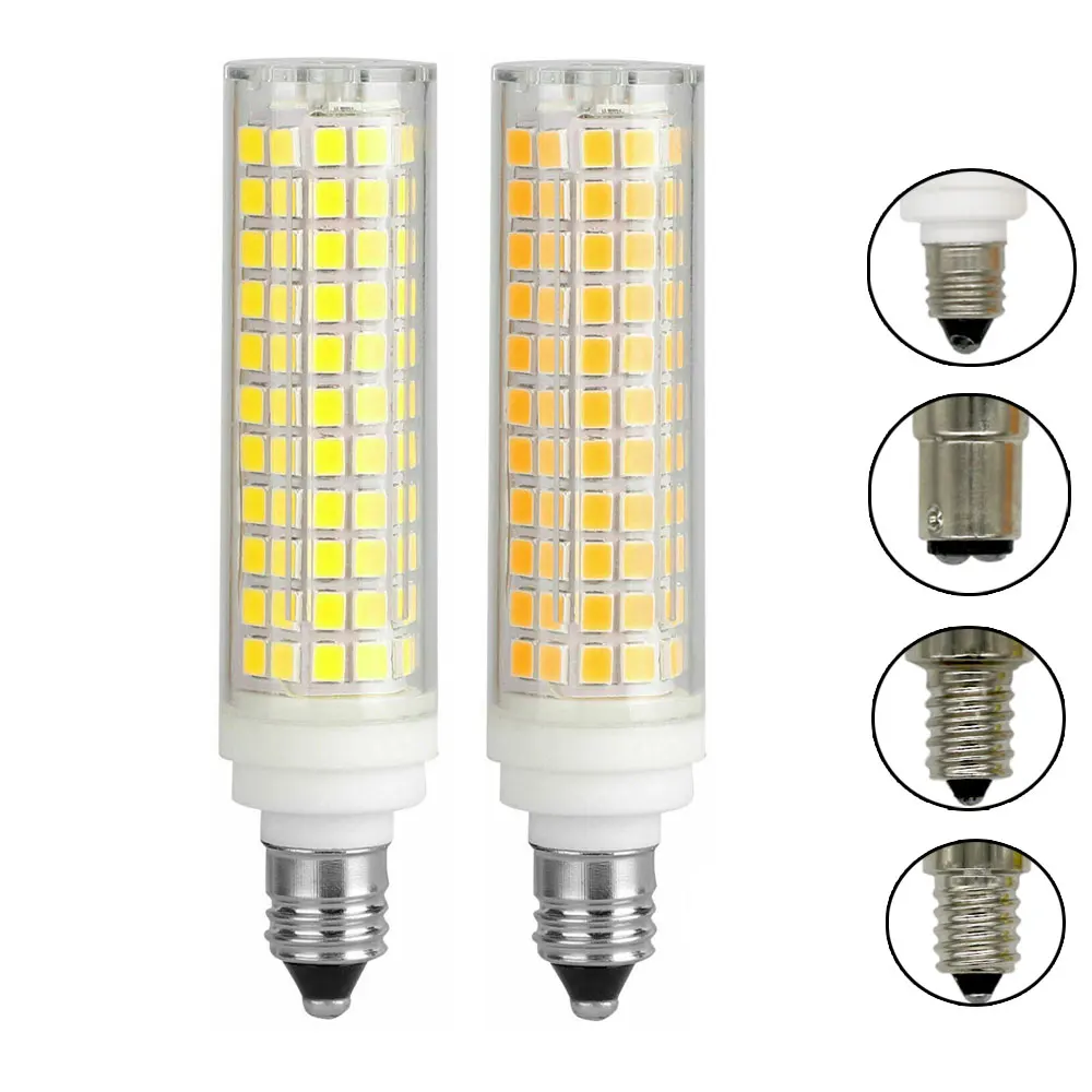 Bohlam LED Dapat Diredupkan 15W BA15D E11 E12 E14 136 LED SMD 2835 Bohlam Jagung Keramik Pengganti 100W Lampu Halogen 220V 110V Lampu Rumah