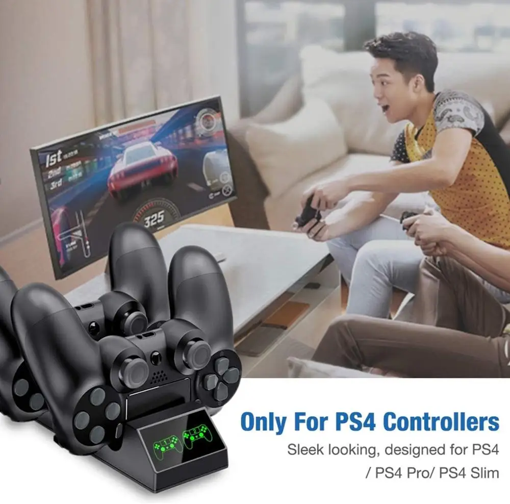 PS4 Controller Charger Station Dual USB Charging Station for PS4/PS4 Pro/PS4 Slim Controller  Fast Charging Dock & LED Indicator