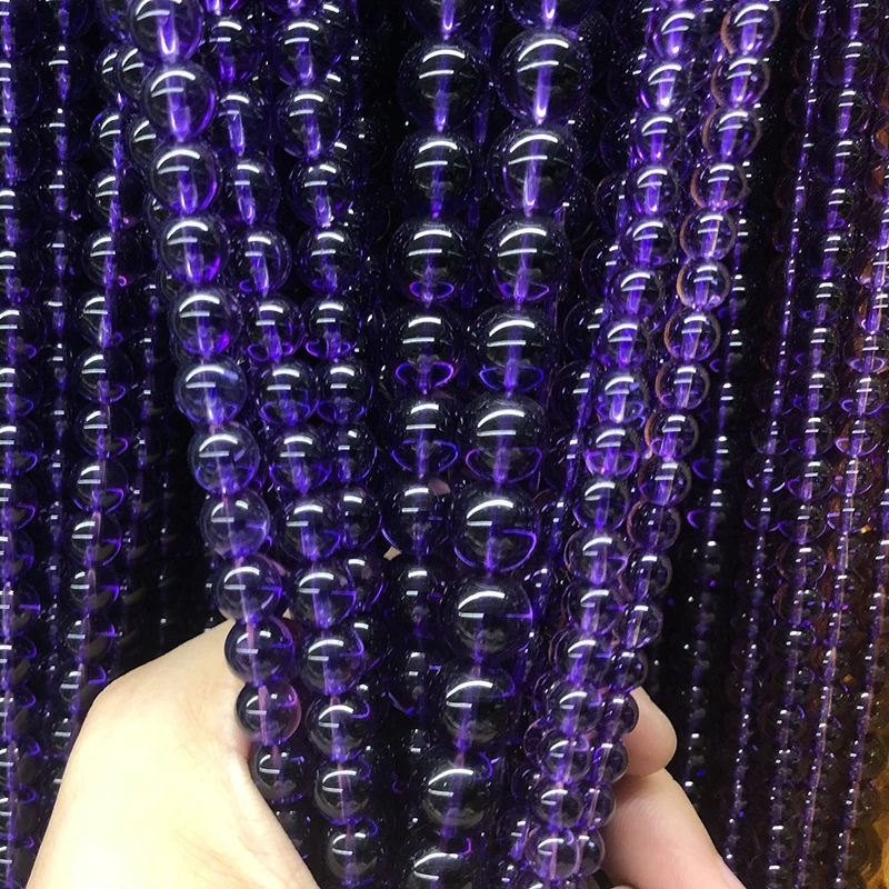 Fashion Natural Purple Crystal Stone Round Loose Beads Suitable for DIY Female Bracelet Necklace Making 15