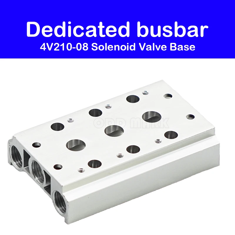 The solenoid valve base 4V210-08 is connected to the manifold 200M series 1F~20F