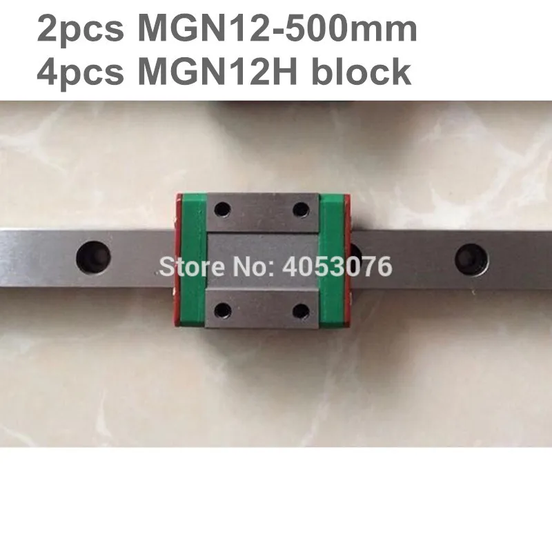 

Linear guide MGN12 miniature linear rail slide 2pcs MGN12- 500mm linear rail guide +4pcs MGN12H carriage for cnc parts