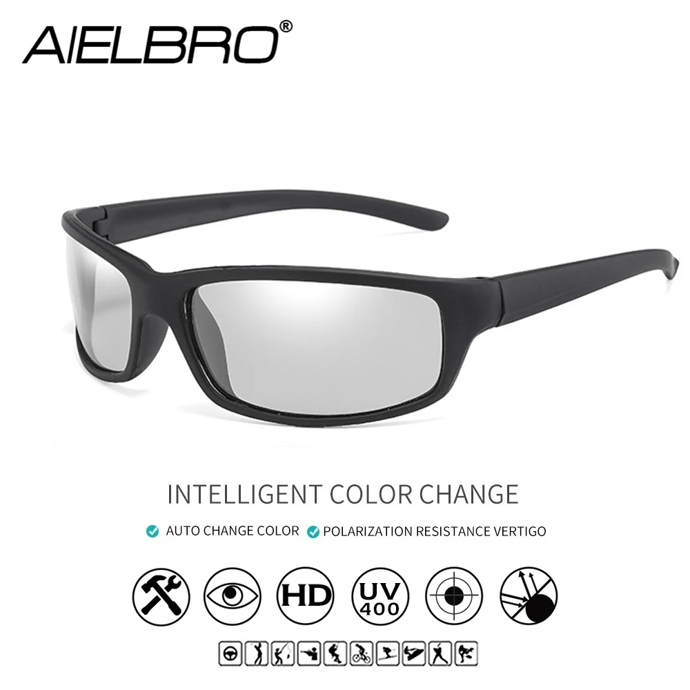 AIELBRO fotochromowe okulary rowerowe czarne gafas ciclismo męskie okulary rower sportowy okulary 18g lekkie okulary rowerowe