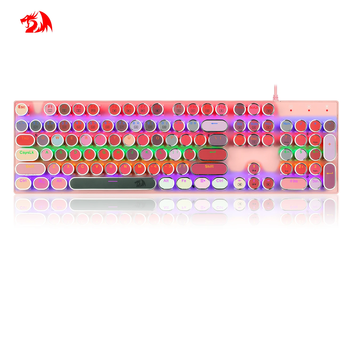 RedRagon K228 Punk Mechanical Keyboard Blue Switch 104 Keys USB Wired Gaming Keyboards RGB Backlit For PC Laptop Gamers