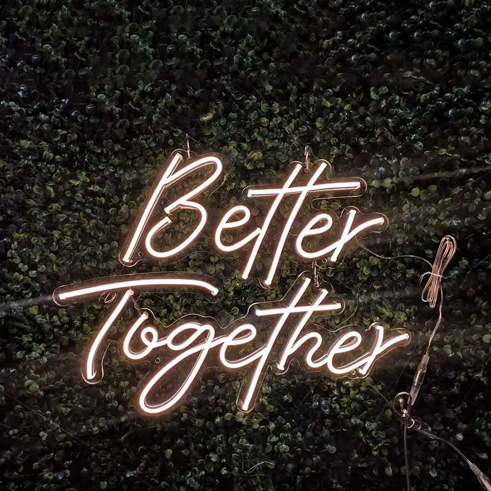 

Светодиодная неоновая вывеска Better Together, комнатное настенное освещение вечерние ринки, свадьбы, магазина, окна, ресторана, дня рождения, украшение, теплый белый свет