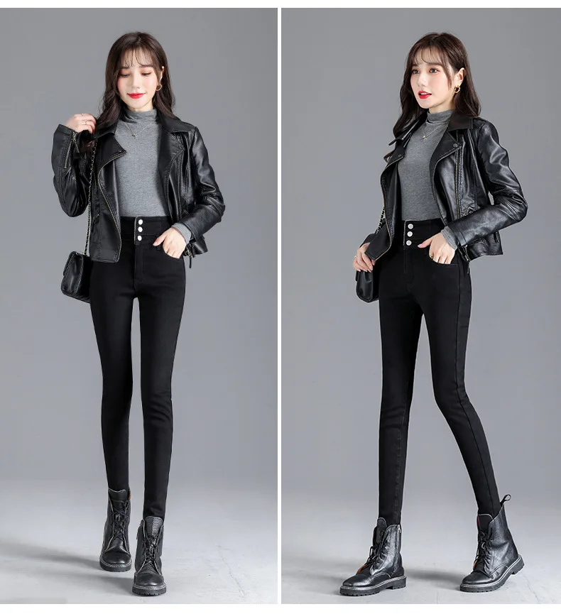 Thermal Winter Thick Fleece High-waist Warm Skinny Jeans Thick Women Stretch Button Pencil Pants Mom Casual Velvet Jeans 36 Ha93958049da74beebc7b64a8e08821a3b