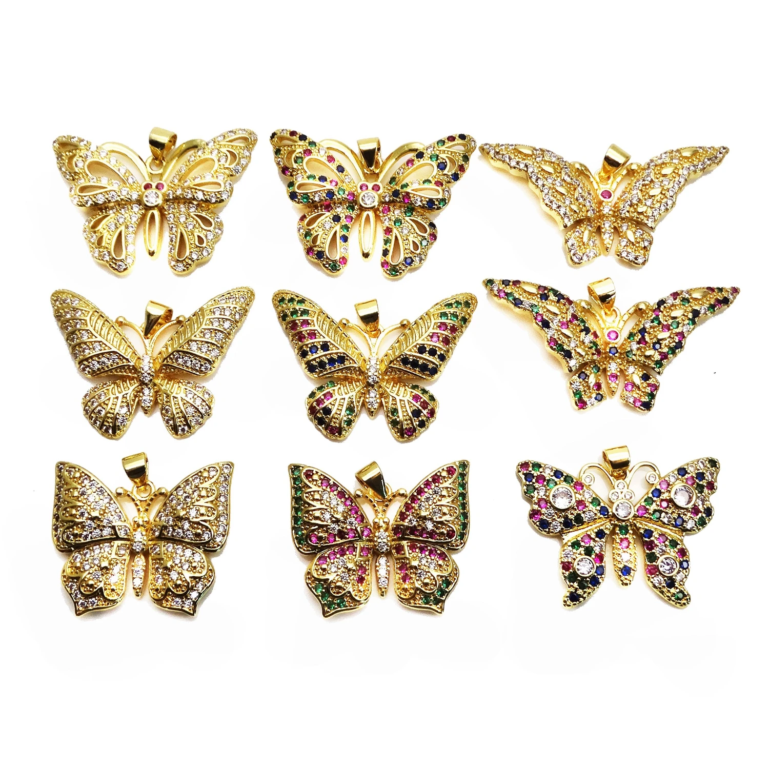 

Spotted butterflies pendant Micro inlay zircon insects butterfly charms Gold-plated copper pendant DIY necklace accessories