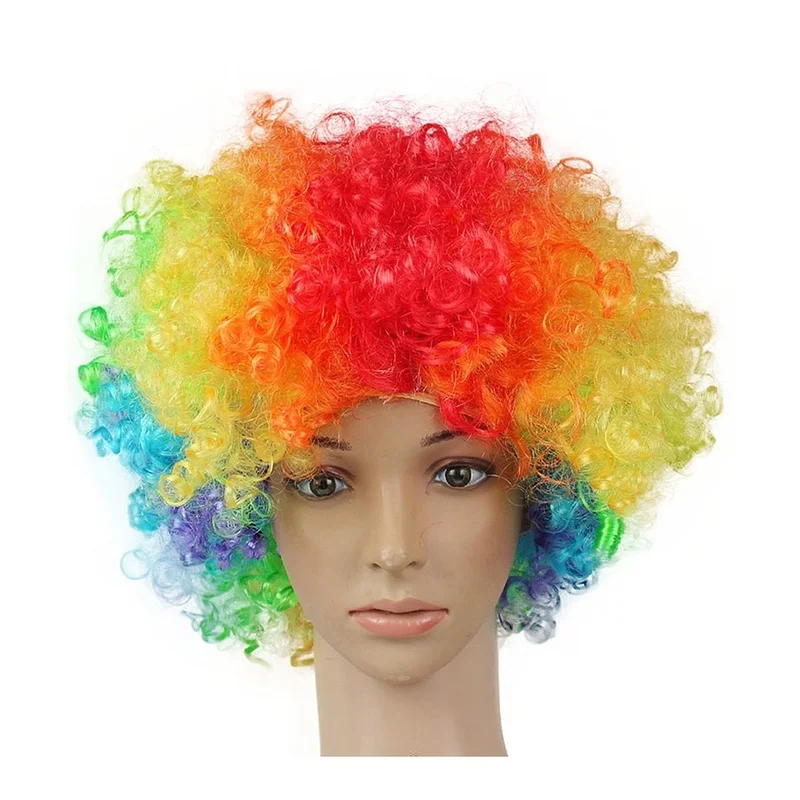 Ondulado encaracolado peruca de palhaço cosplay cabelo para o natal ano novo adulto festa aniversário disco decoração crianças suprimentos de presente