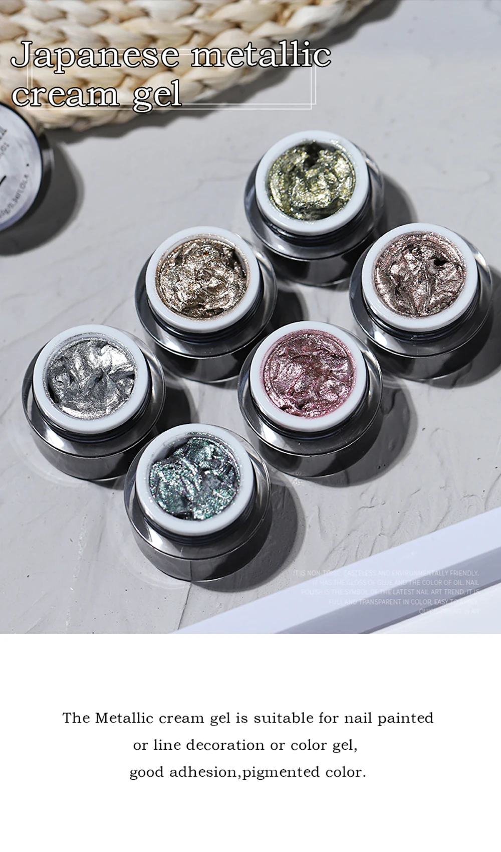 Vendeeni Japanischer Metallic-Creme-Gel-Nagellack UV Soak Off Glitzer-Platin-Gel-Lack Malerei Nagelkunst Gel-Lack 6 Farben – Detail 1