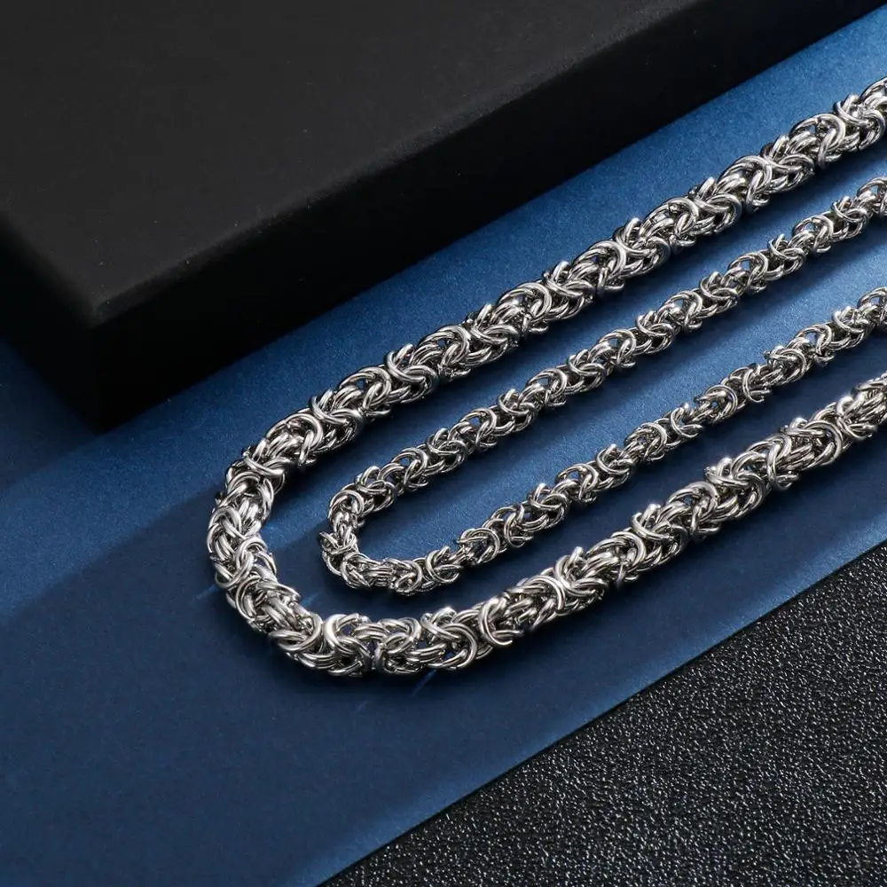 6/7/8mm Men Jewelry Trendy Stainless Steel Woven Lantern Byzantine Chain Necklace Link Chain Free Choose Xmas Gift