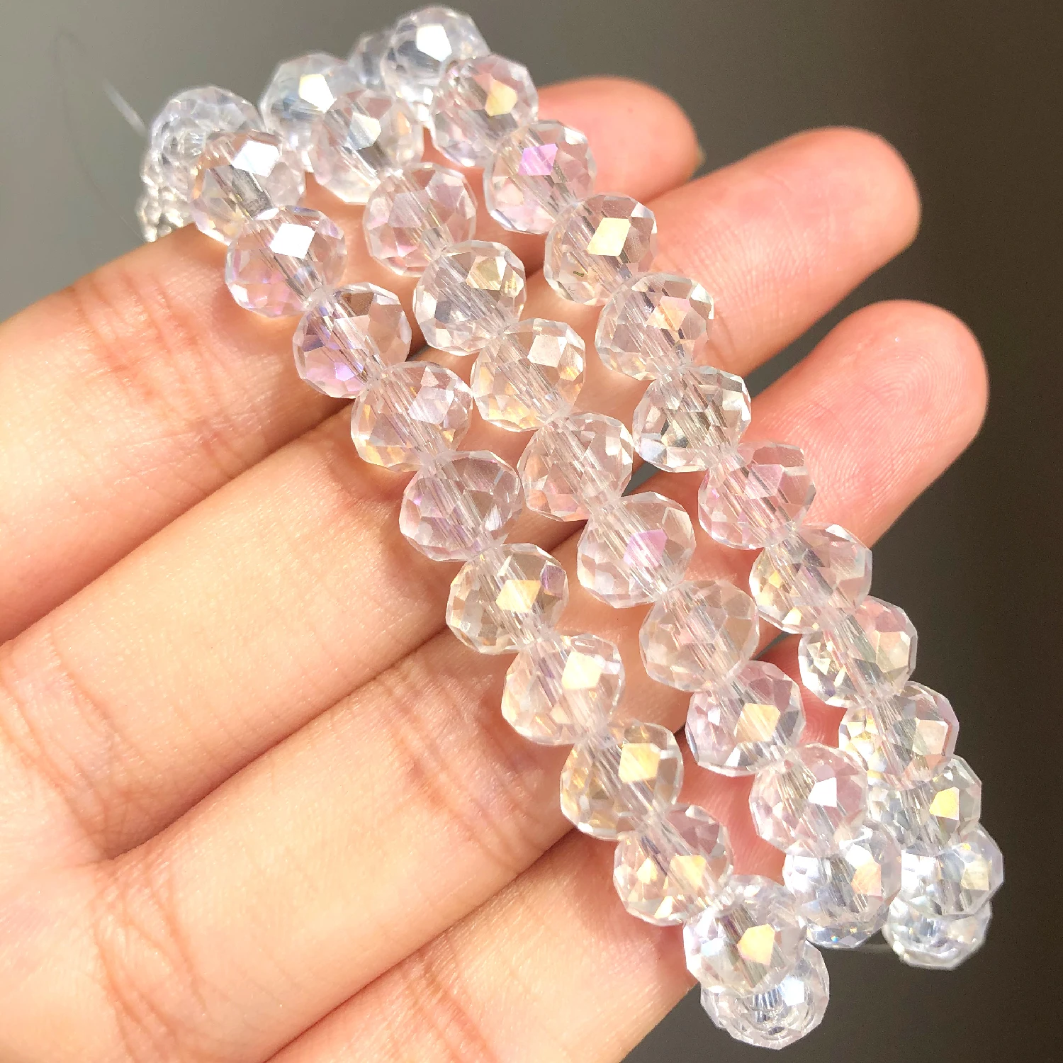 Natural Rondelle Austria Crystal Beads White AB Clear Spacer Round Beads for Jewelry Making DIY Needlework Bracelet 3 4 6 8mm